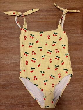 Women’s TALULAH Yellow Gingham Very Cherry bathing suit NWT
